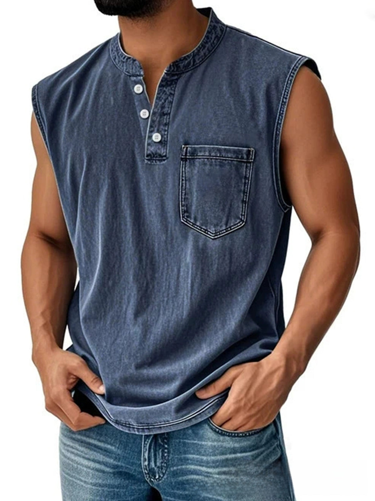 Olivier | Men's Sleeveless Button-Down Polo Vest
