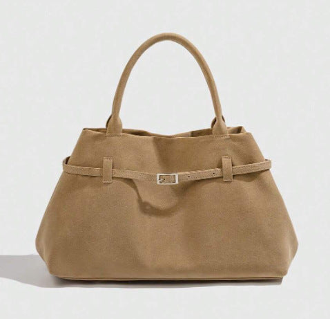 Amelie | Women's Faux Suede Belt-Buckle Tote Bag