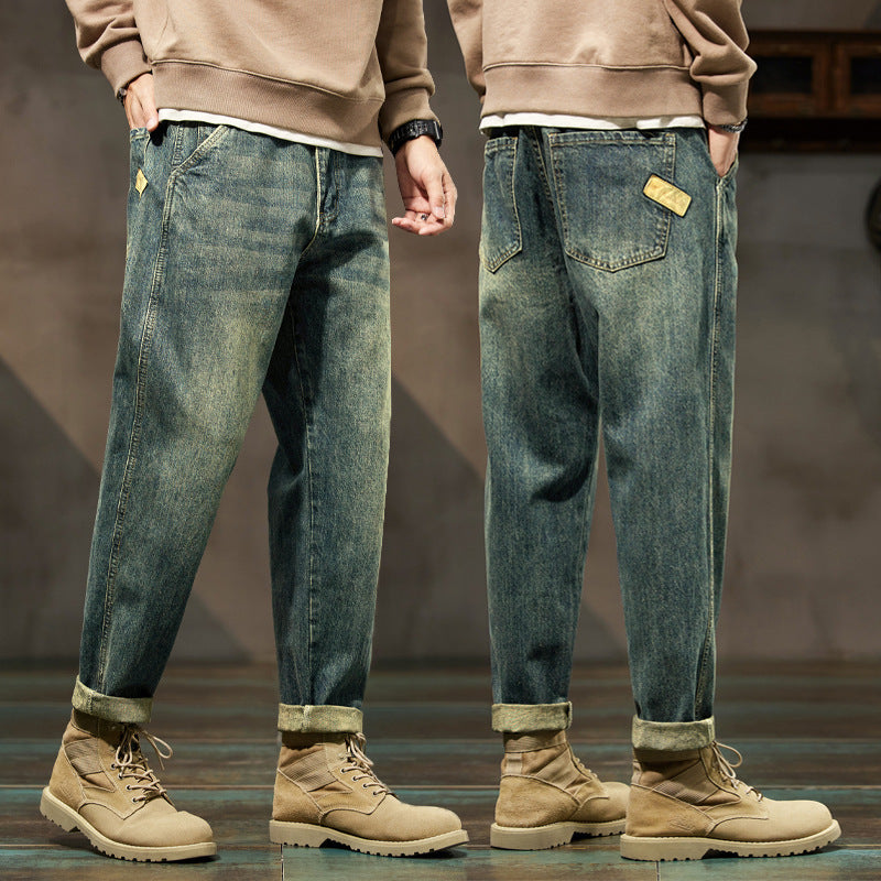 Mens Casual Loose Fit Denim Pants