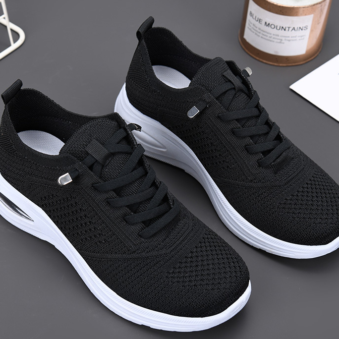 Cleo | Women's Breathable Knit Mesh Lace-Up Sneakers