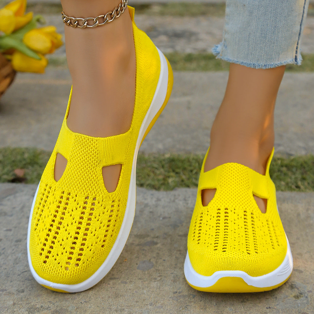 Aloriana mesh slip-on shoes in yellow