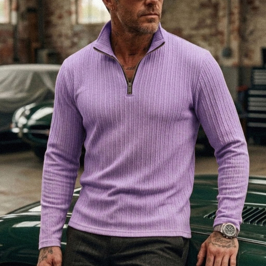 Gerard | Men's Jacquard Quarter-Zip Long-Sleeve Polo