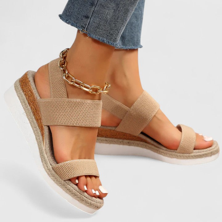 Mirella | Women's Knit Elastic-Strap Espadrille Wedge Sandals