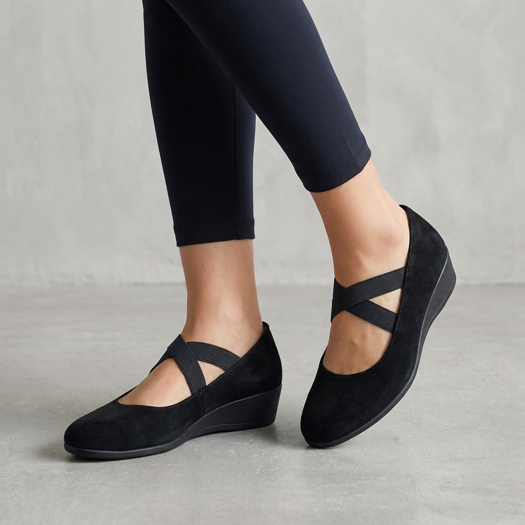 Natalie | Women's Criss-Cross Strap Wedge Flats