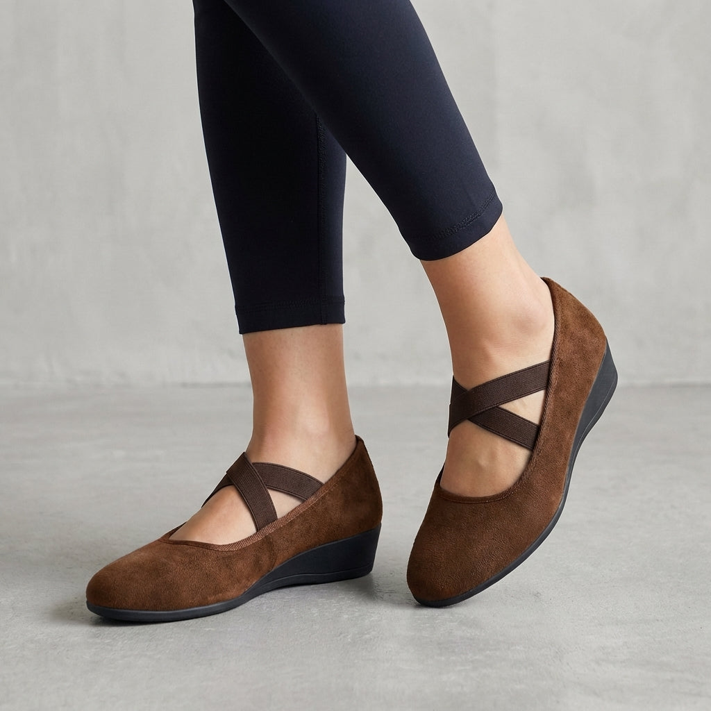 Natalie | Women's Criss-Cross Strap Wedge Flats