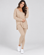 Layla split-hem top and leggings set, lifestyle