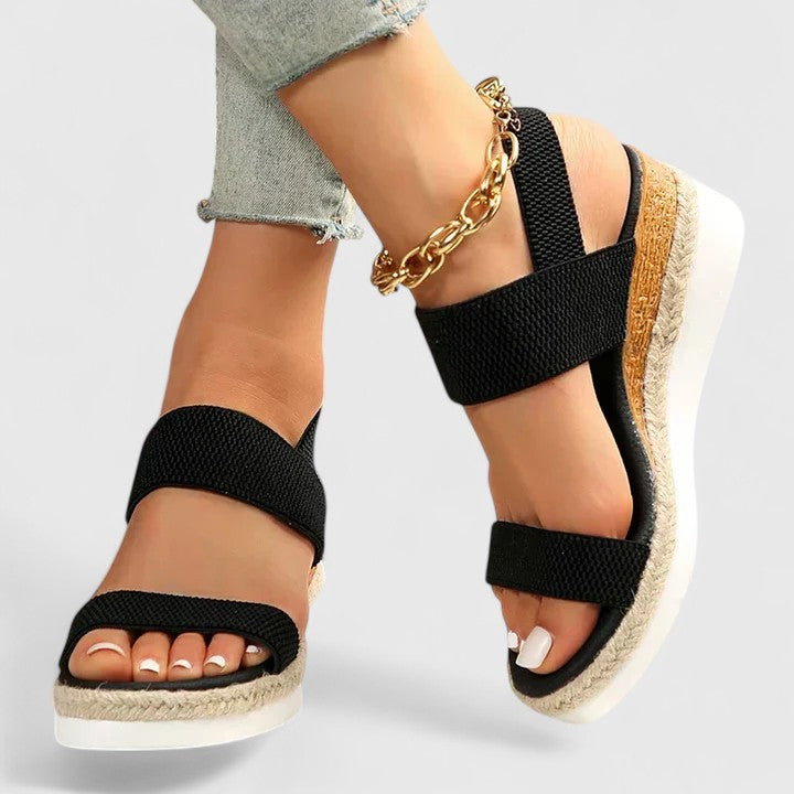 Mirella | Women's Knit Elastic-Strap Espadrille Wedge Sandals