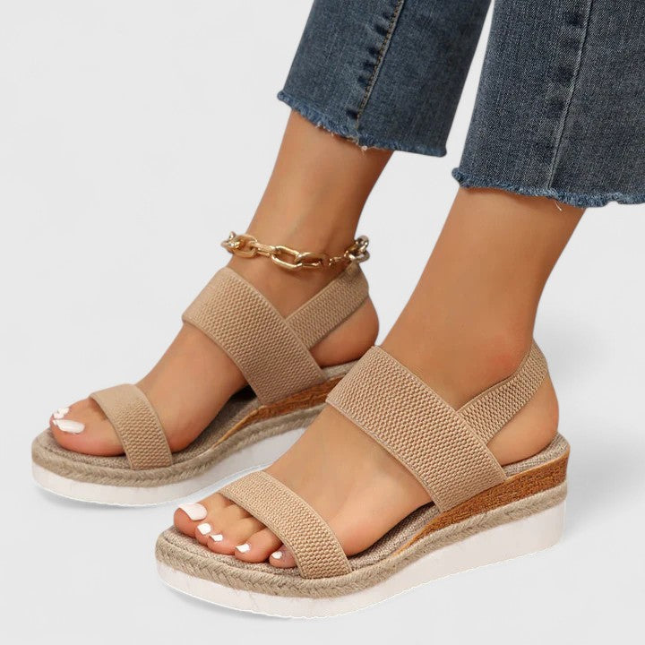 Mirella | Women's Knit Elastic-Strap Espadrille Wedge Sandals