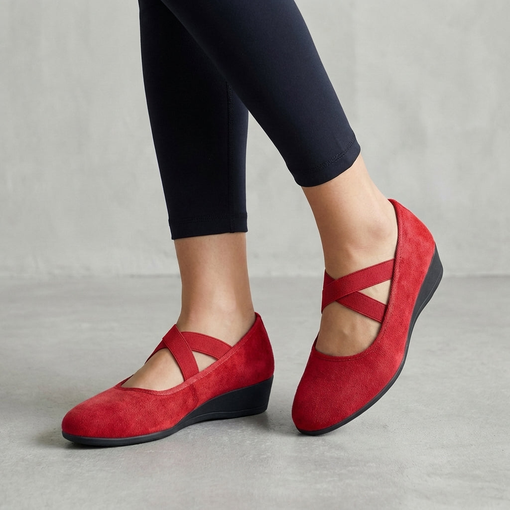 Natalie | Women's Criss-Cross Strap Wedge Flats