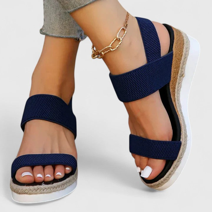 Mirella | Women's Knit Elastic-Strap Espadrille Wedge Sandals