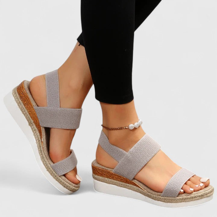 Mirella | Women's Knit Elastic-Strap Espadrille Wedge Sandals