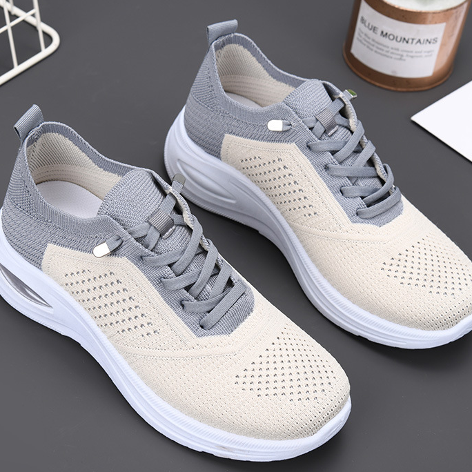 Cleo | Women's Breathable Knit Mesh Lace-Up Sneakers