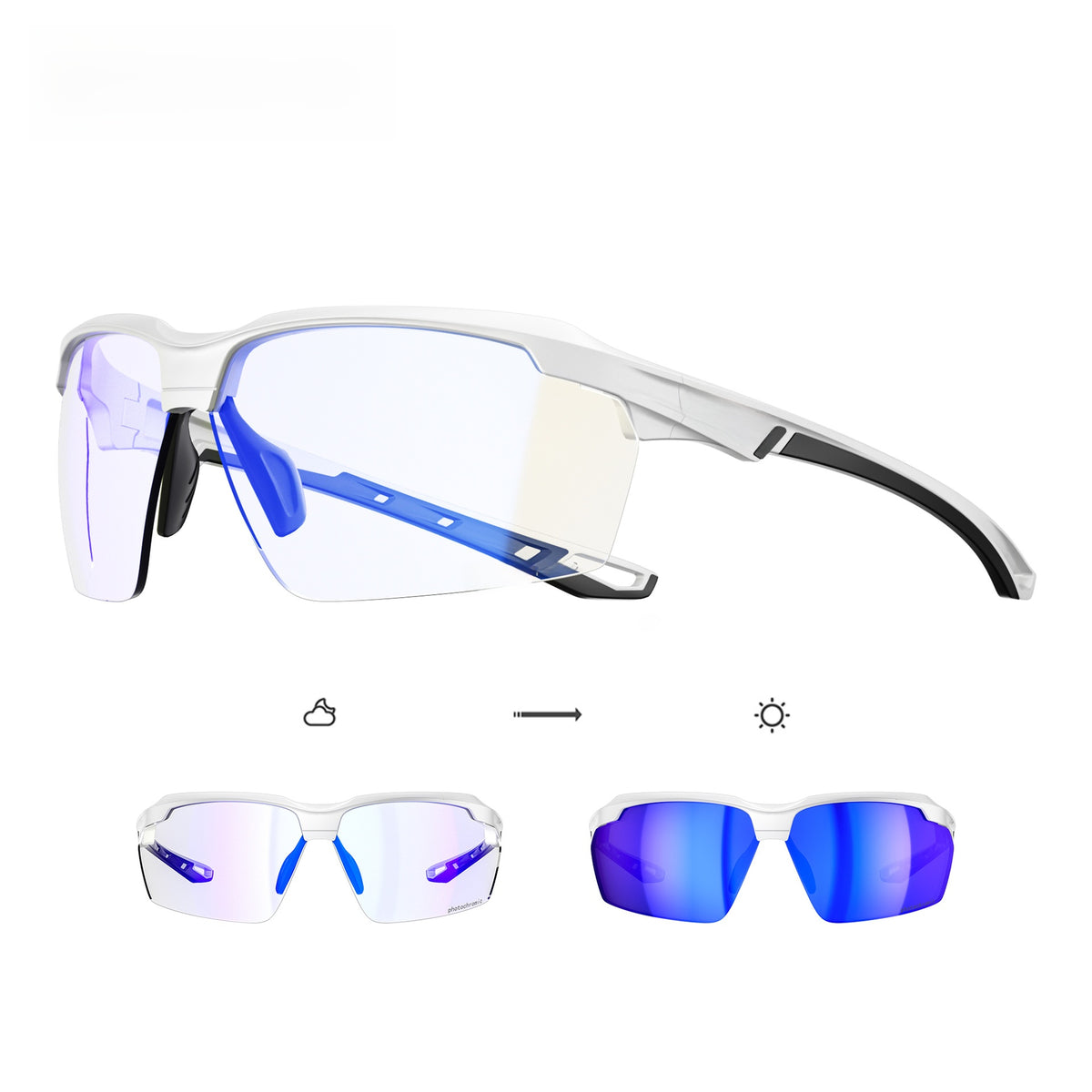 Thibault | Photochromic Semi-Rimless Sports Sunglasses