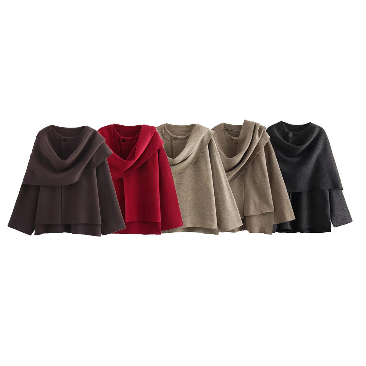 Oceane | Women's Asymmetric Scarf-Collar Knitted Coat