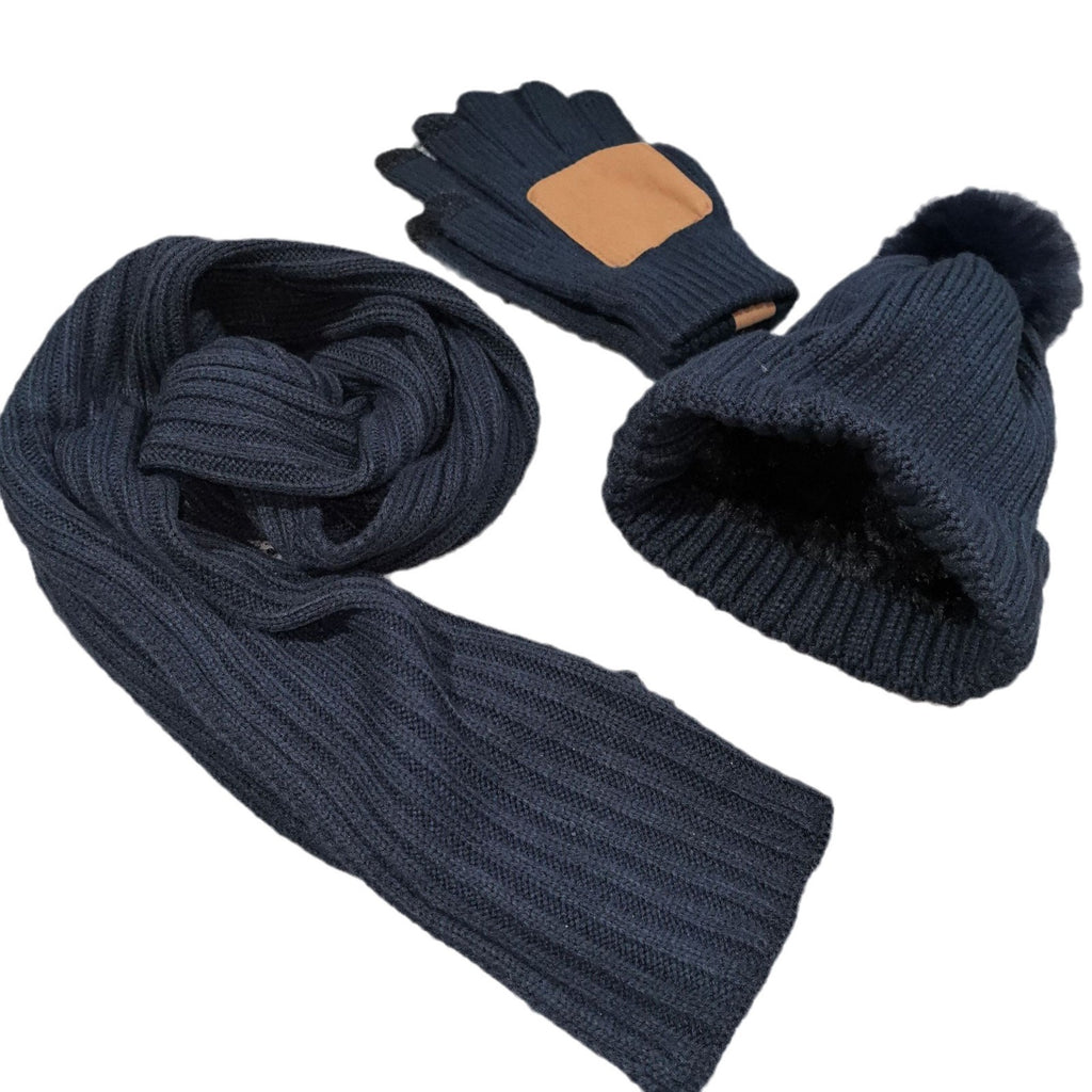 Adele | Knitted Hat, Scarf & Touchscreen Glove Set