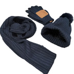 Adele | Knitted Hat, Scarf & Touchscreen Glove Set