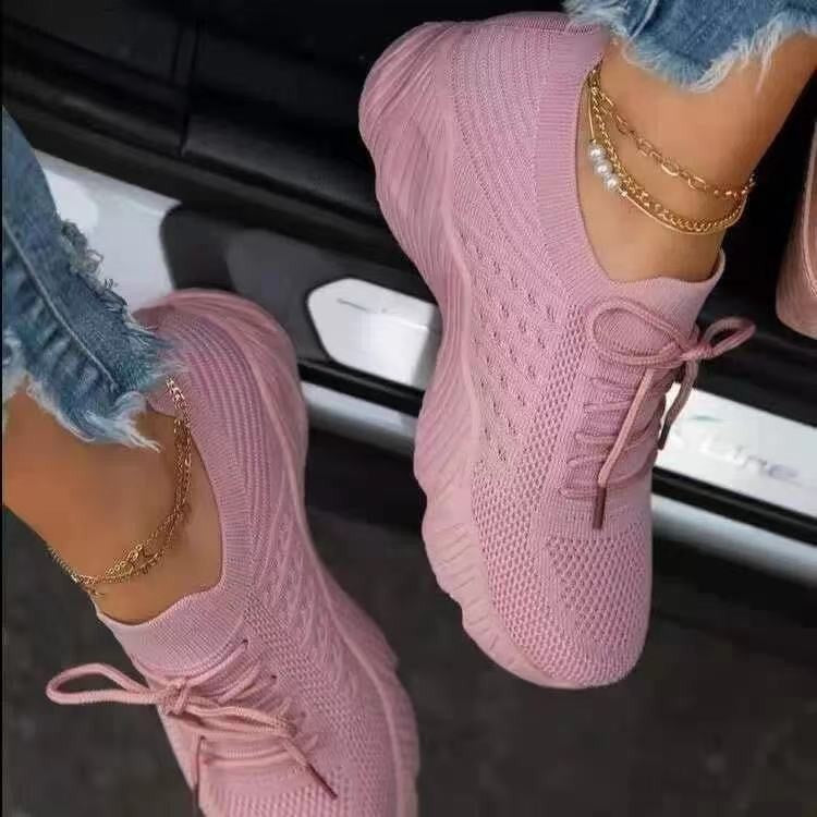 Harper mesh lace-up sneakers in pink