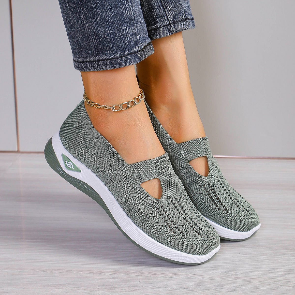 Aloriana mesh slip-on shoes in green
