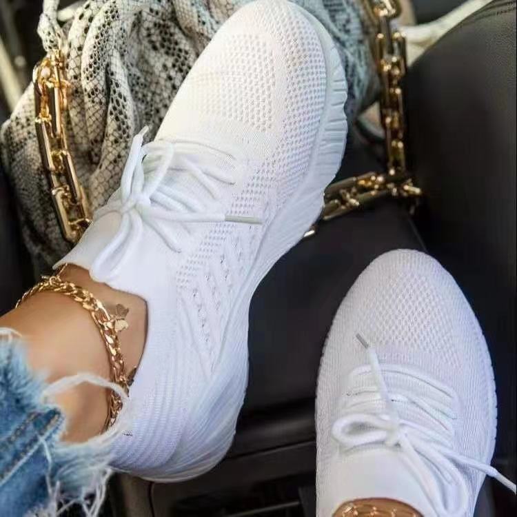 Harper mesh lace-up sneakers in white