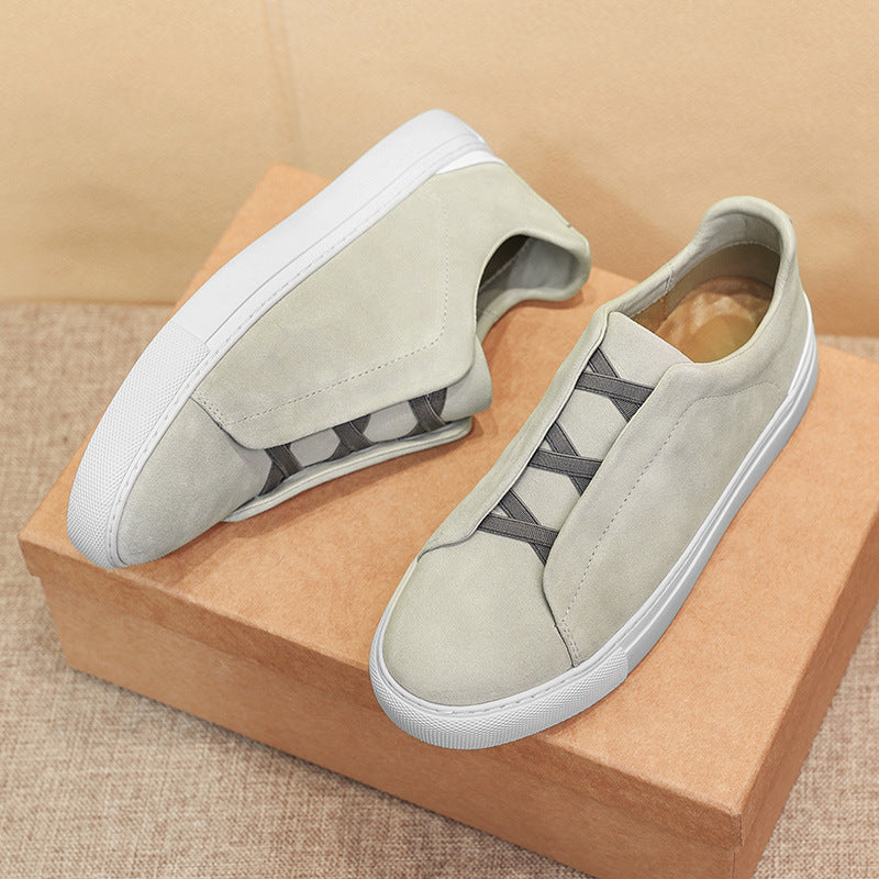 Auden | Men's Leather Slip-On Sneakers Elastic Strap Casual