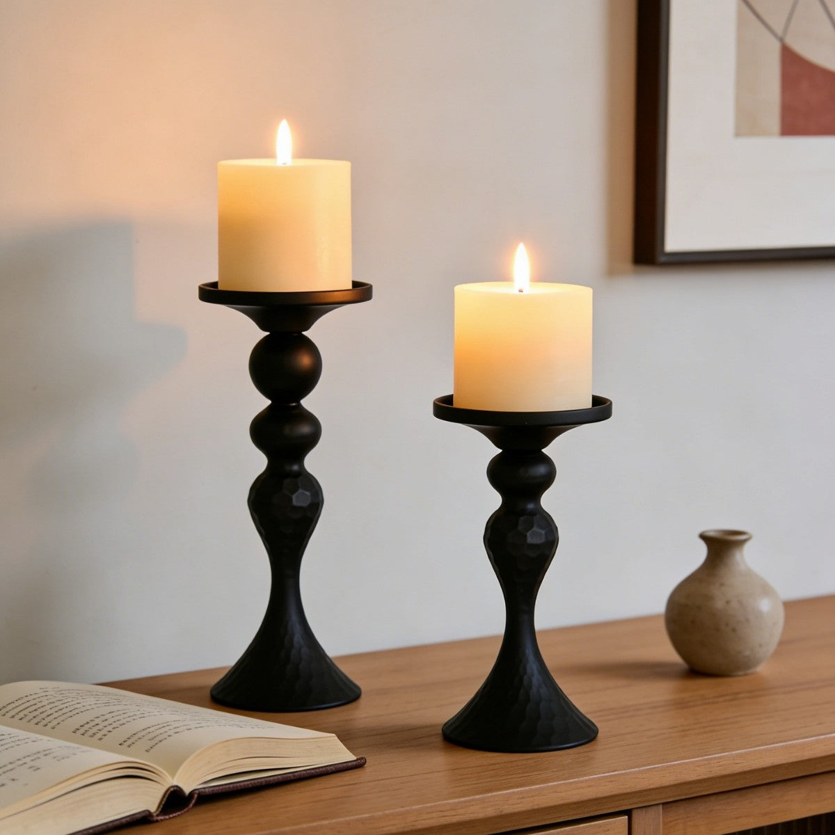 Hammered Iron Candle Holder