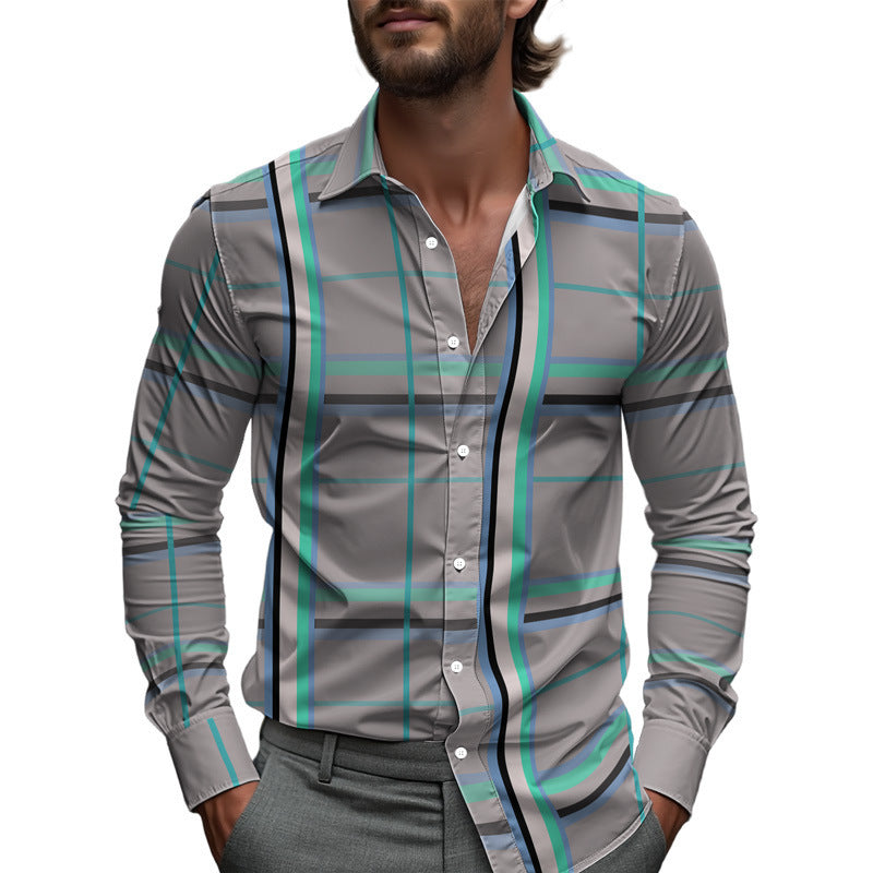 Marceau | Men's Printed Long-Sleeve Casual Shirt