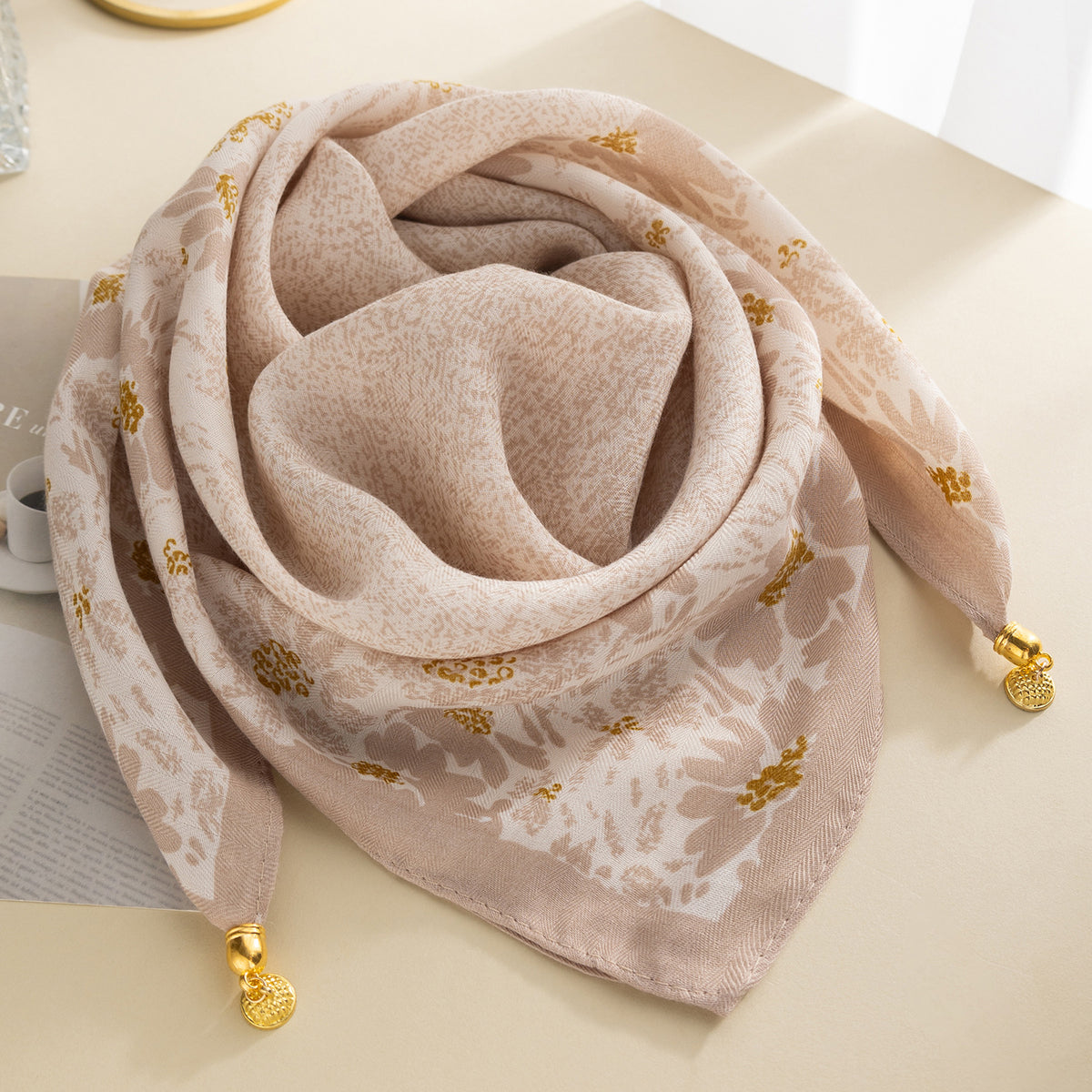 Josette | Magnetic-Clasp Cotton Square Scarf