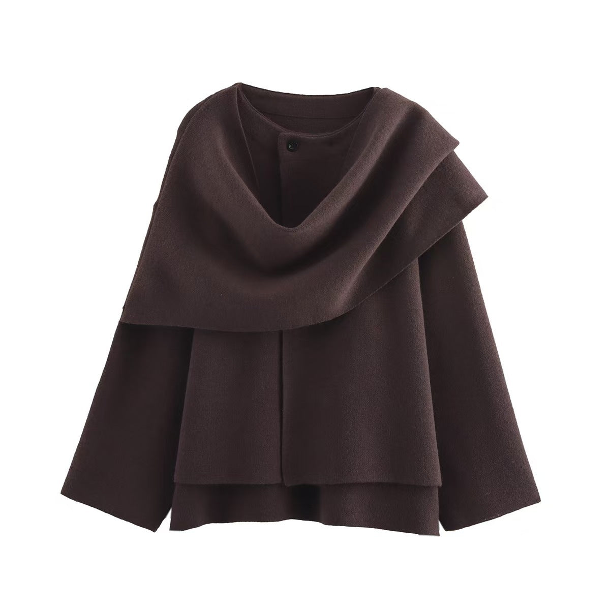 Oceane | Women's Asymmetric Scarf-Collar Knitted Coat