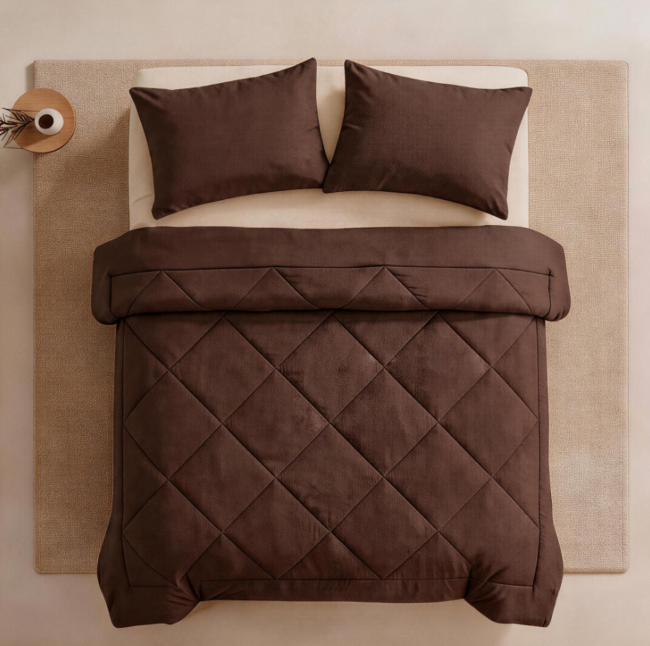 Solid Colour Quilted Duvet Insert & Pillowcase Set
