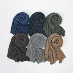 Bernadette | Distressed Fringe Cotton-Linen Shawl Scarf
