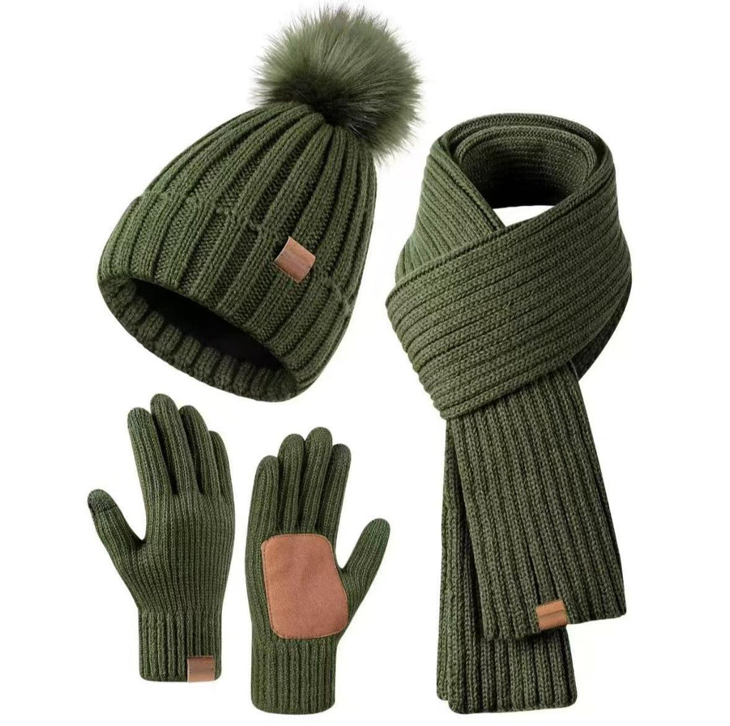 Adele | Knitted Hat, Scarf & Touchscreen Glove Set