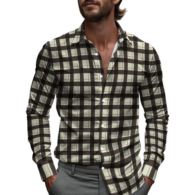 Marceau | Men's Printed Long-Sleeve Casual Shirt