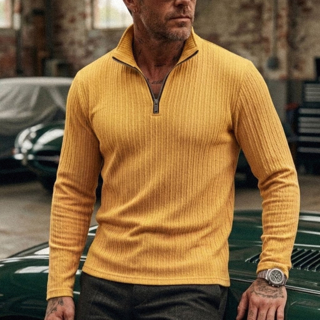 Gerard | Men's Jacquard Quarter-Zip Long-Sleeve Polo
