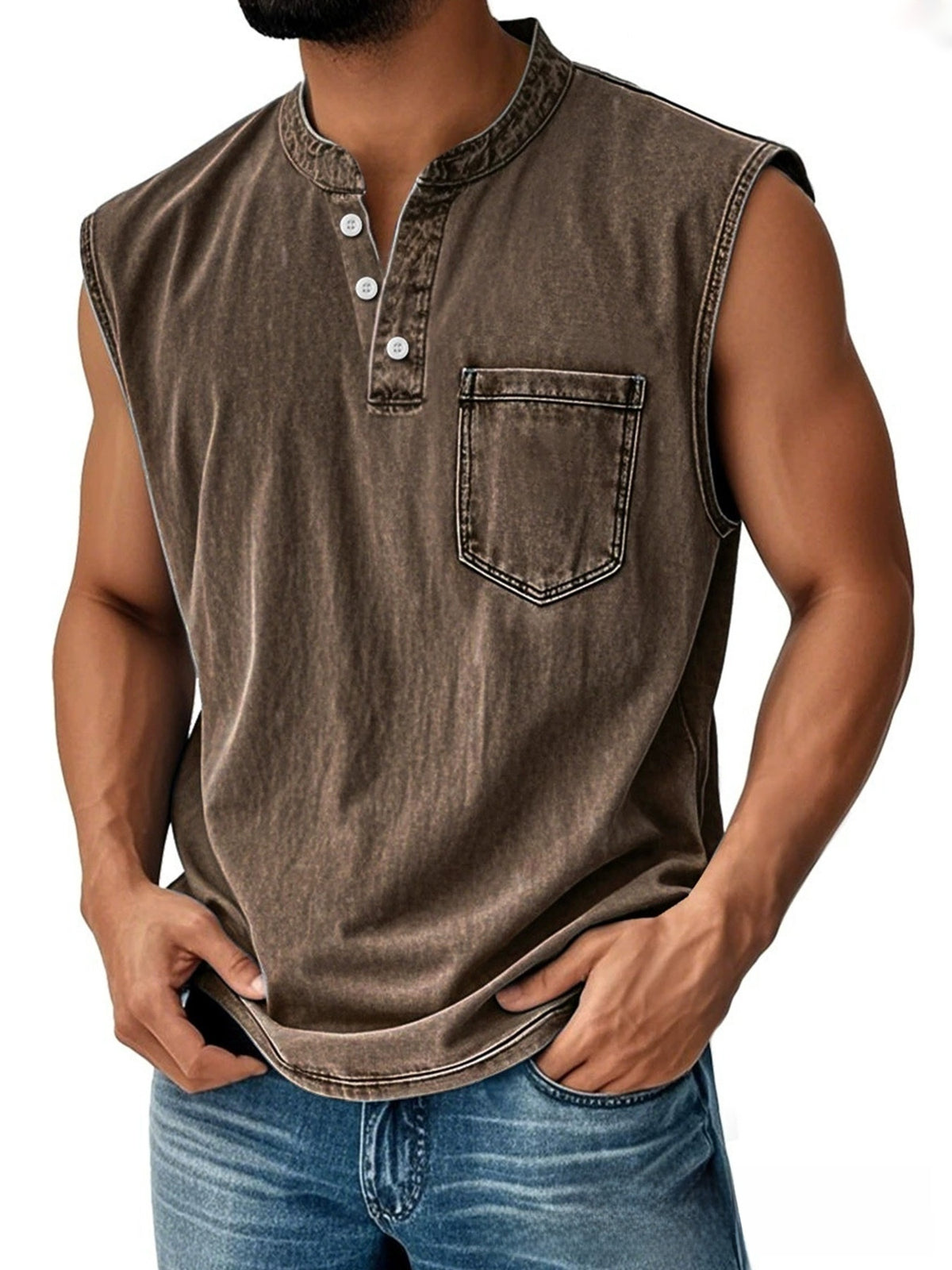 Olivier | Men's Sleeveless Button-Down Polo Vest