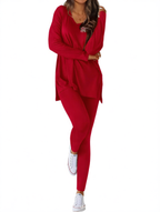 Layla split-hem top and leggings set in red