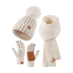 Adele | Knitted Hat, Scarf & Touchscreen Glove Set