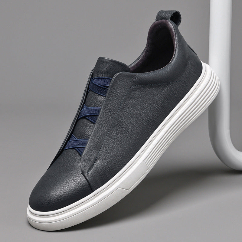 Auden | Men's Leather Slip-On Sneakers Elastic Strap Casual
