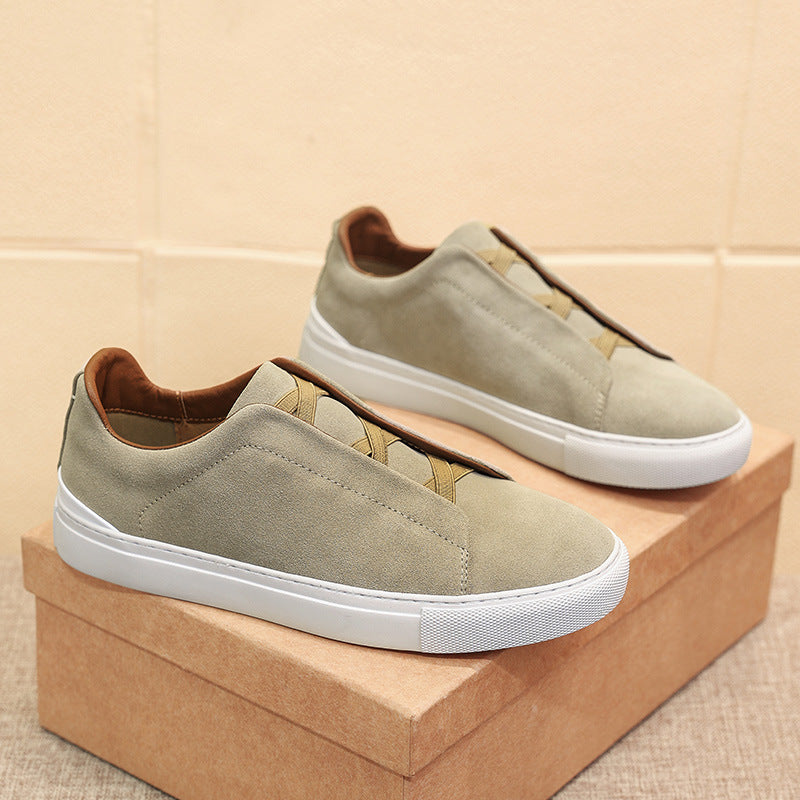 Auden | Men's Leather Slip-On Sneakers Elastic Strap Casual