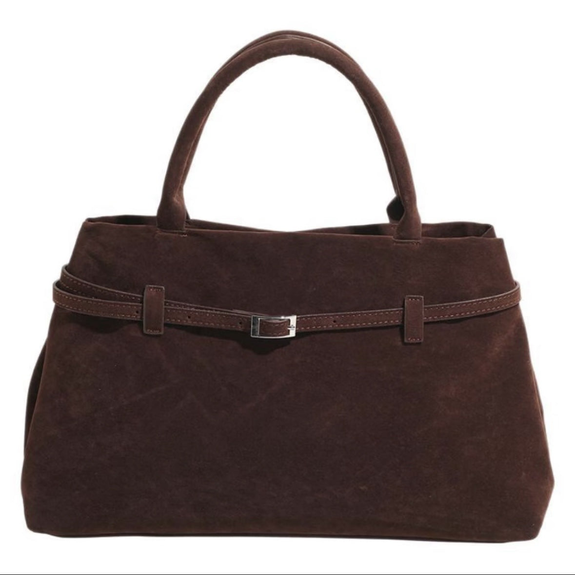 Amelie | Women's Faux Suede Belt-Buckle Tote Bag