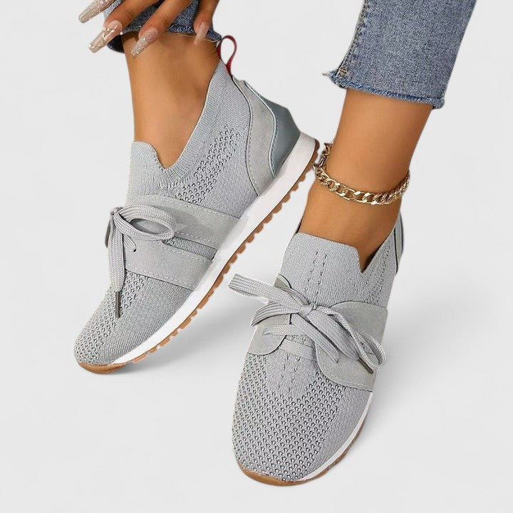 Mikhailah | Women's Knit Bow-Tie Lace-Up Slip-On Sneakers