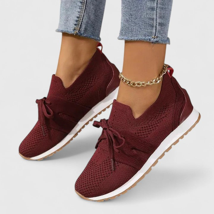 Mikhailah | Women's Knit Bow-Tie Lace-Up Slip-On Sneakers