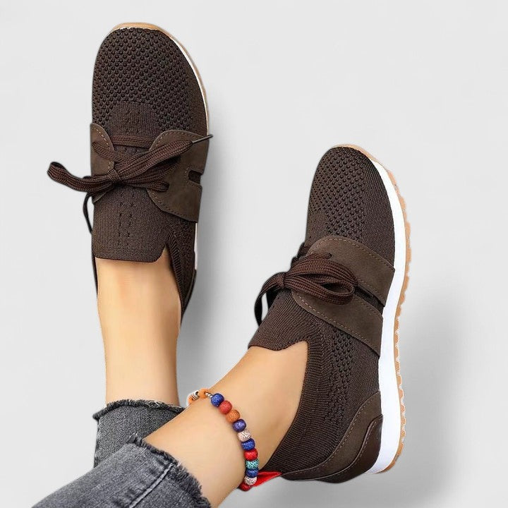 Mikhailah | Women's Knit Bow-Tie Lace-Up Slip-On Sneakers