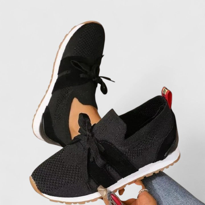 Mikhailah | Women's Knit Bow-Tie Lace-Up Slip-On Sneakers