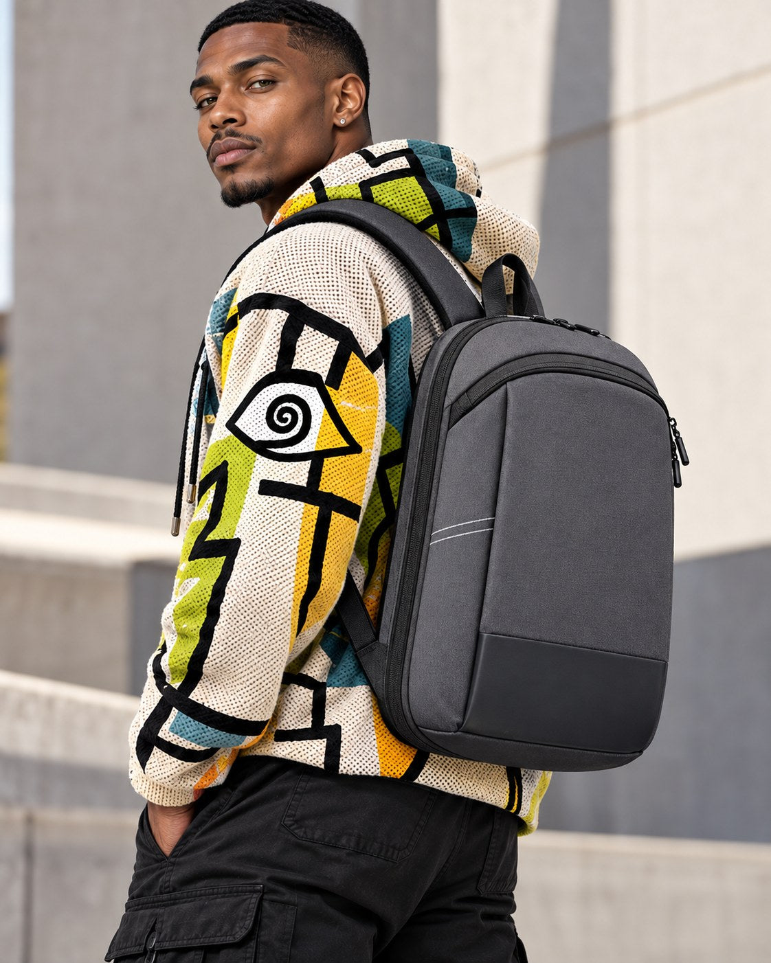 Business travel laptop backpack, gray