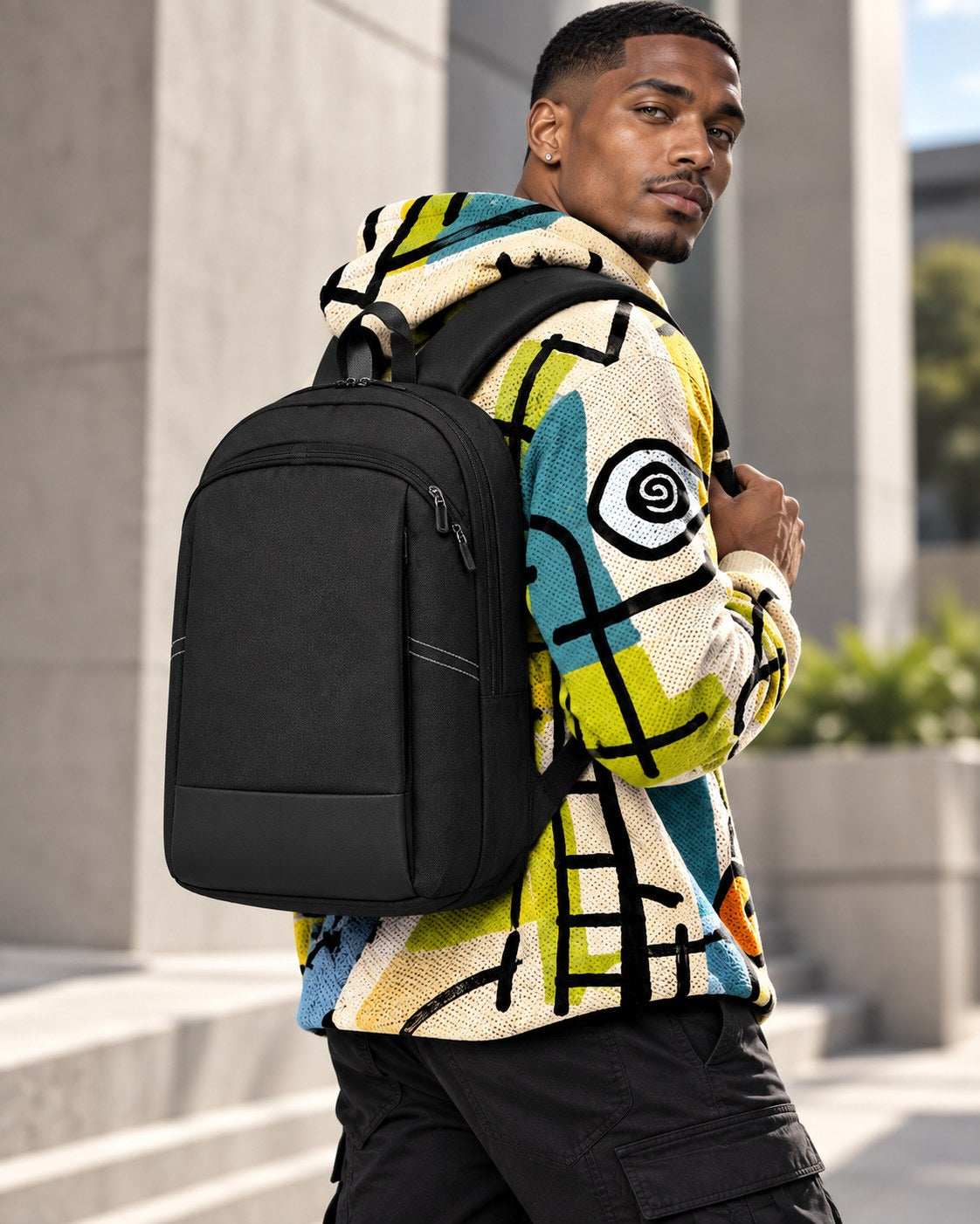 Business travel laptop backpack, black
