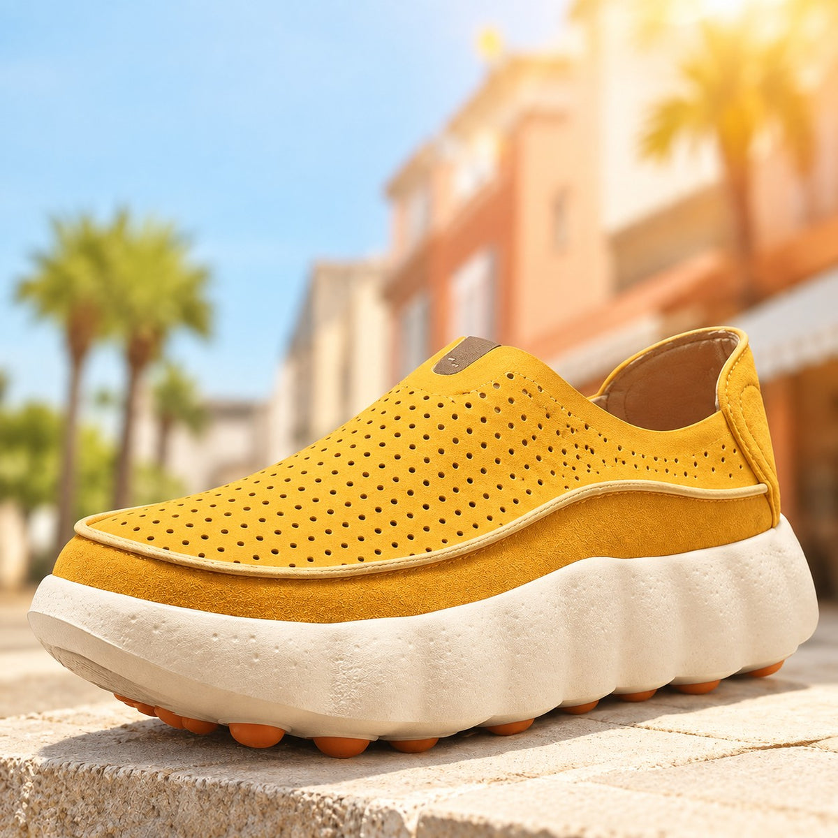Miles breathable slip-on sneakers, yellow