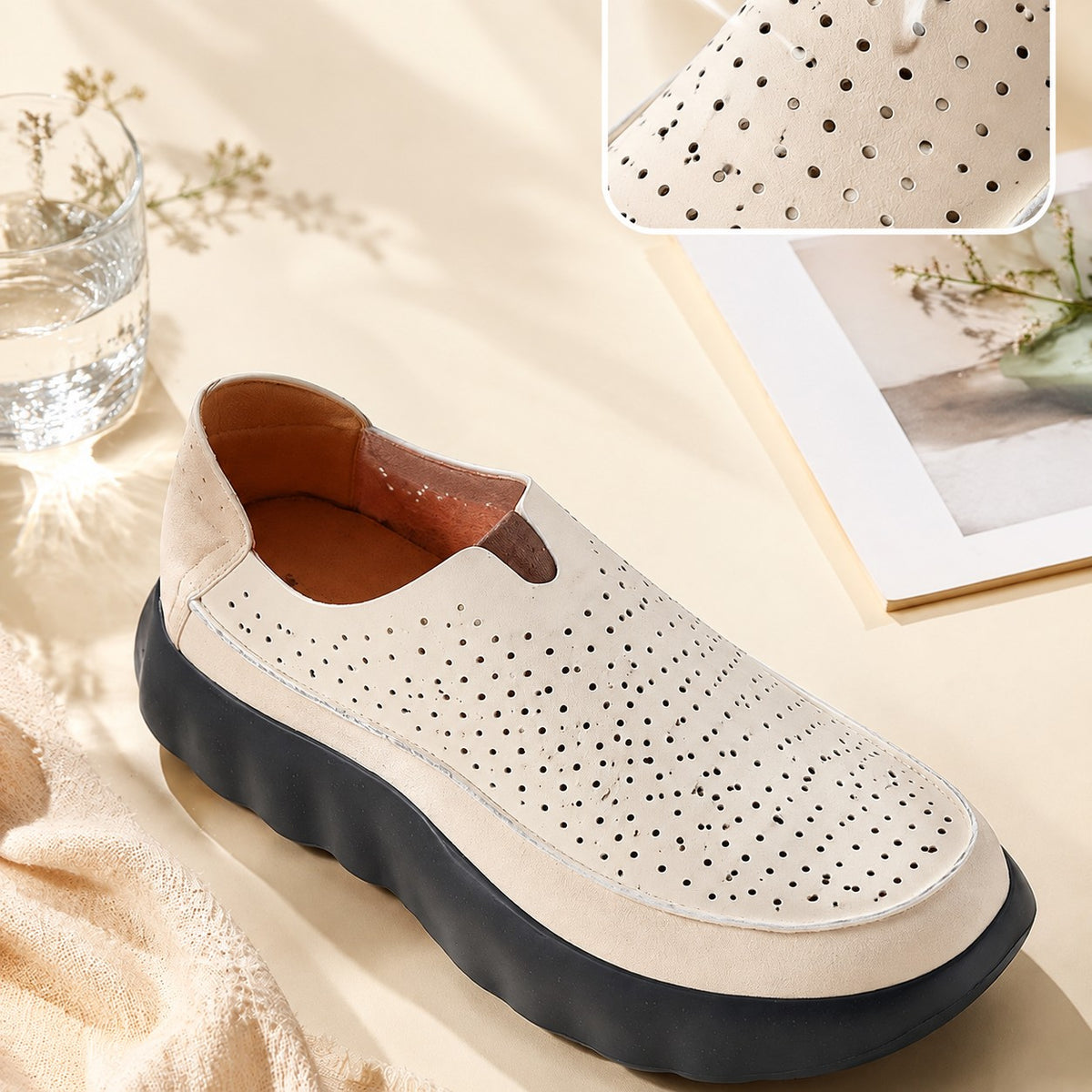 Miles breathable slip-on sneakers, off-white