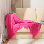 Knitted Tassel Throw Blanket
