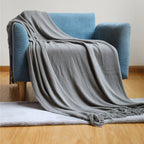 Knitted Tassel Throw Blanket