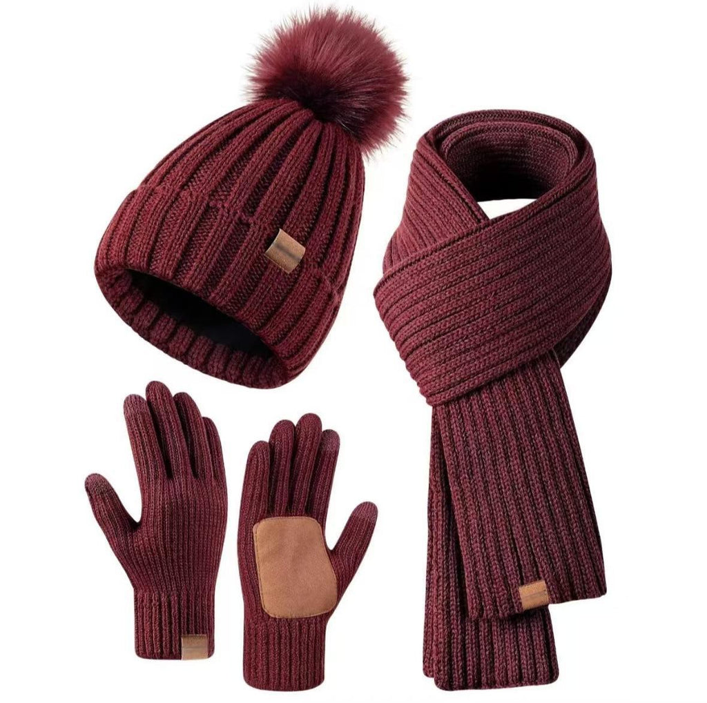 Adele | Knitted Hat, Scarf & Touchscreen Glove Set